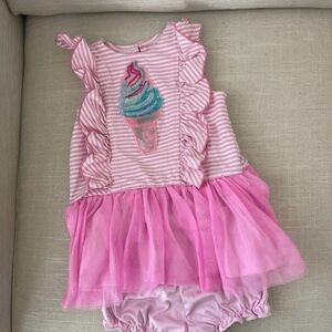 Pippa & Julie Girls Ice Cream Dress & Bloomers Sz 12M